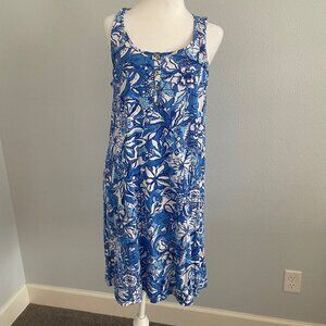 Lilly Pulitzer Lela Tank Dress Size M Blue Tang Flocking Fabulous